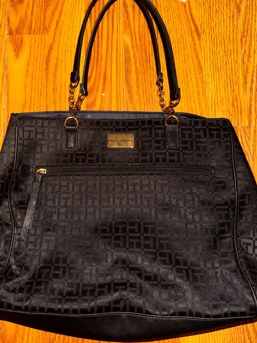 Tommy Hilfiger Black Tote with Gold Hardware